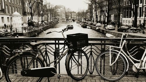 Bicycles on street in city