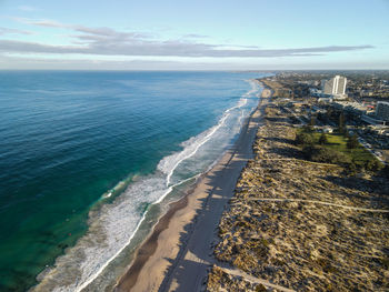 Aerial view of scarborough beach at sunrise