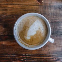 High angle view of coffee on table