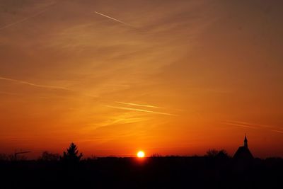 Silhouette landscape at sunset