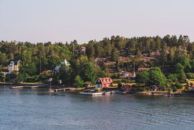 Scenic view of river against clear sky