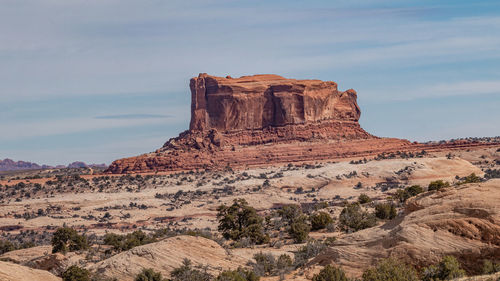 Rugged sandstone rock formations evoke images of the old west