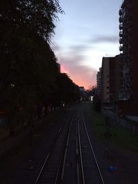 Railroad track at sunset