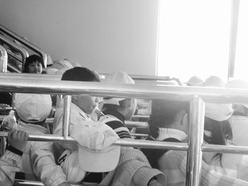 Portrait of people sitting in bus