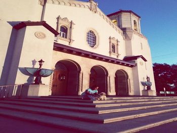 Low angle view of statue on steps