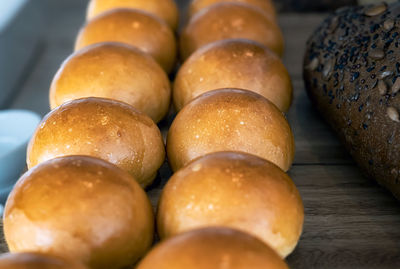 Closeup pile of wheat bread for breakfast