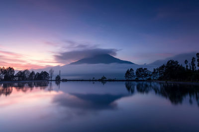 Beautiful sunrise at embung kledung, temanggung