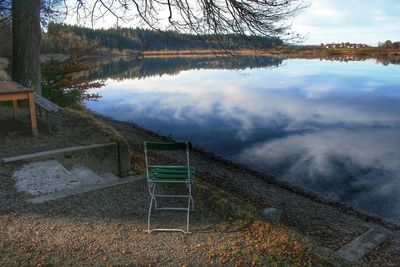 Reflection of trees in lake