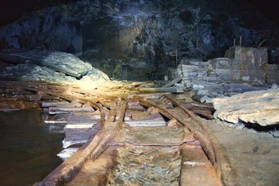 Scenic view of cave in winter