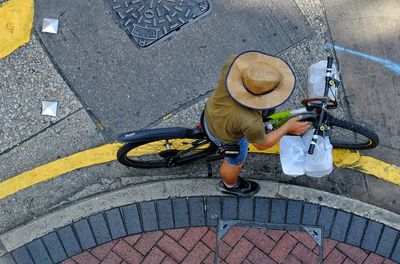 High angle view of a street