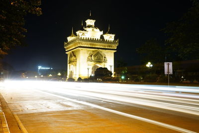 Illuminated building at night