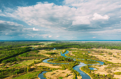 High angle view of landscape against sky