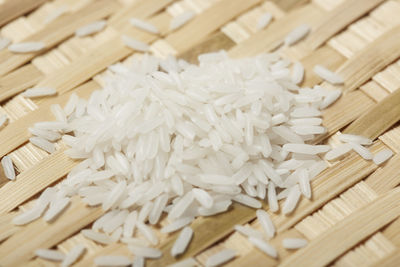 High angle view of rice on basket