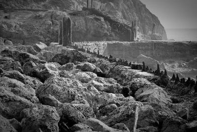 Rock formations on cliff