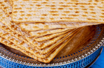 High angle view of bread in basket