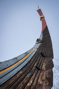 Low angle view of traditional building against clear blue sky