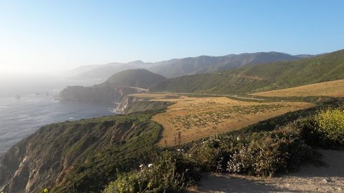 Scenic view of sea against clear sky