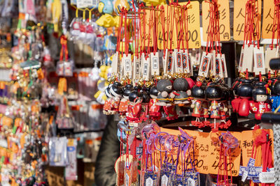 Various lanterns hanging in store for sale