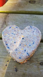 Close-up of heart shape on table