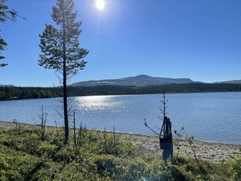 Scenic view of lake against sky