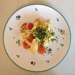 Directly above shot of salad in plate on table