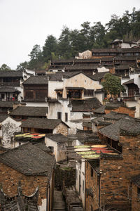 High angle view of buildings in city