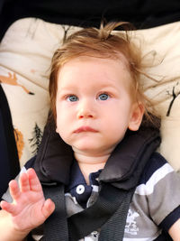 Portrait of cute baby at home