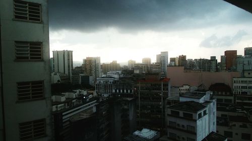 View of cityscape against sky during sunset