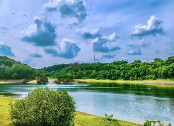 Scenic view of lake against sky