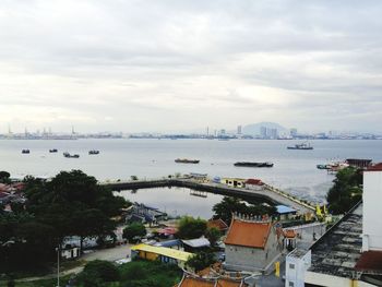 High angle view of marina bay