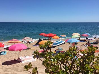 Scenic view of beach against clear sky