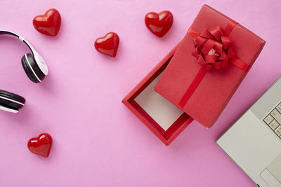 High angle view of heart shape on table