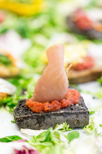 Close-up of sushi in plate