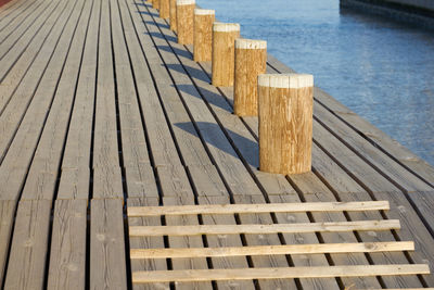 High angle view of pier over lake