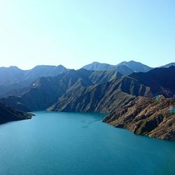 Scenic view of lake against clear sky