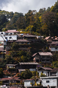 High angle view of buildings in town