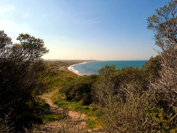 Scenic view of sea against clear sky