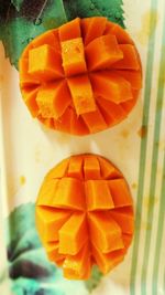 High angle view of orange on table