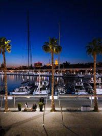 Boats moored in harbor