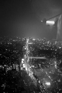 Aerial view of illuminated cityscape