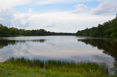 Scenic view of lake against sky