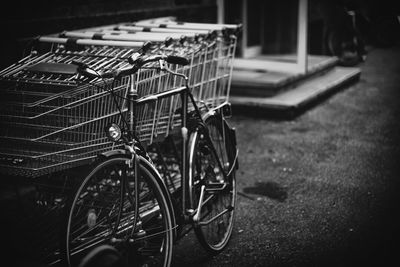 Bicycle by shopping carts