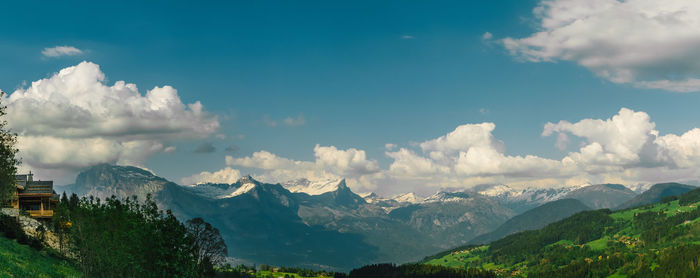 Panoramic view of mountains against sky