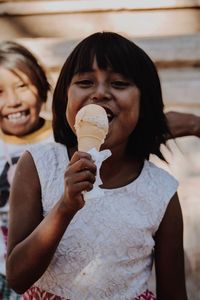 Close-up of woman holding ice cream