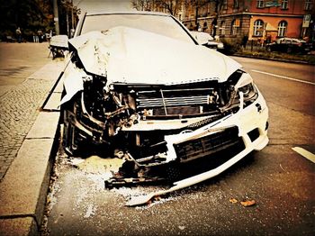 View of train on road