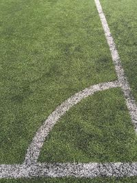 High angle view of soccer field