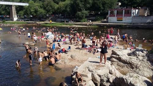 People in town square