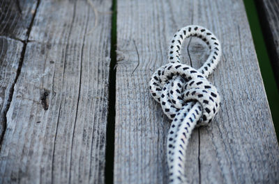 Close-up of rope on table