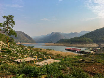 Scenic view of lake against sky