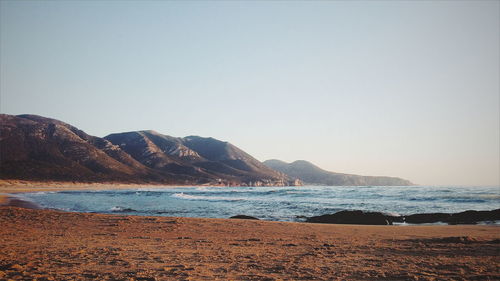 Scenic view of sea against clear sky